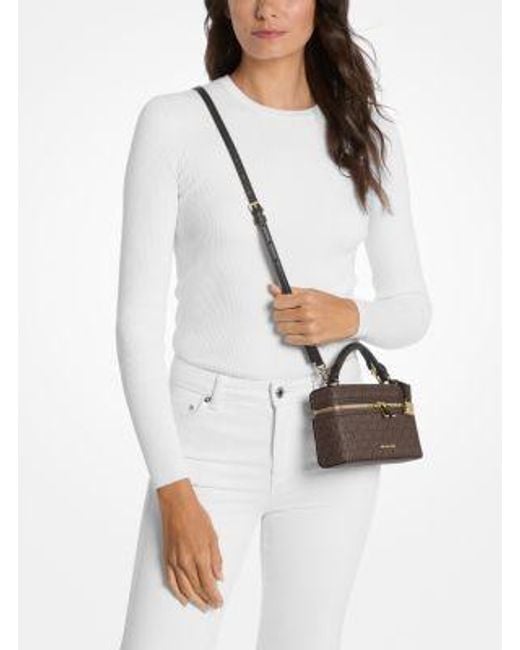 Michael Kors Brown Mk Jana Extra-Small Signature Logo Convertible Crossbody Bag