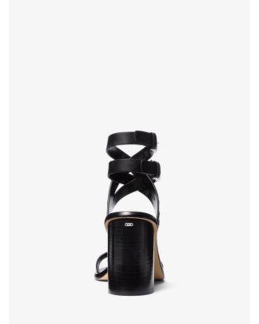Michael Kors White Irene Studded Leather Block Heel Sandal