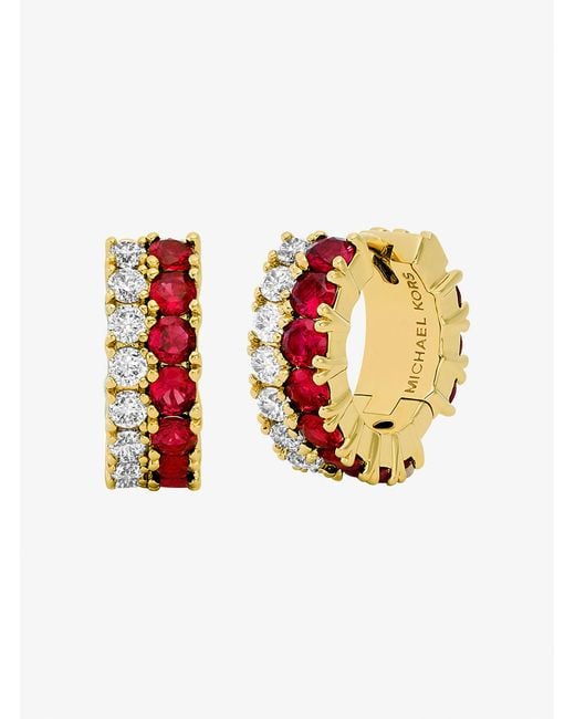 Mk Orecchini Huggie di Michael Kors in White
