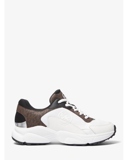 MICHAEL Michael Kors White Mk Sami Mixed-Media Trainer