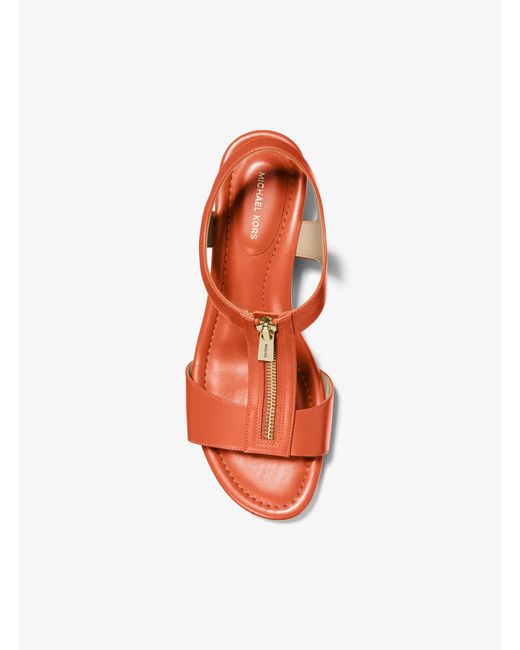 MICHAEL Michael Kors Red Mk Berkley Leather Wedge Sandal