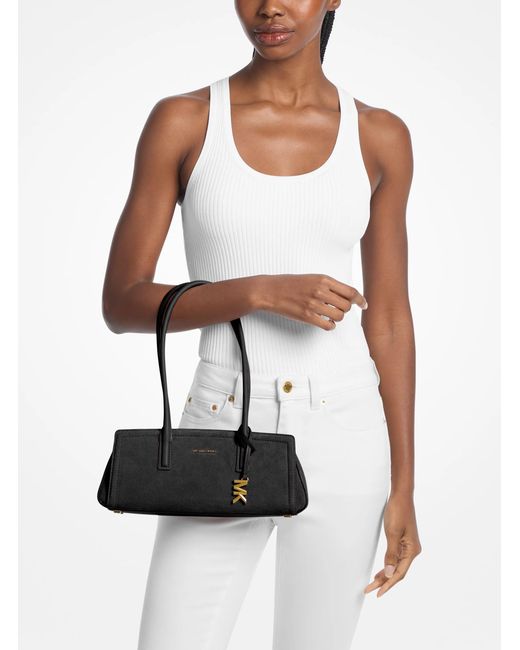 MICHAEL Michael Kors Black Mk Laila Small Suede Shoulder Bag