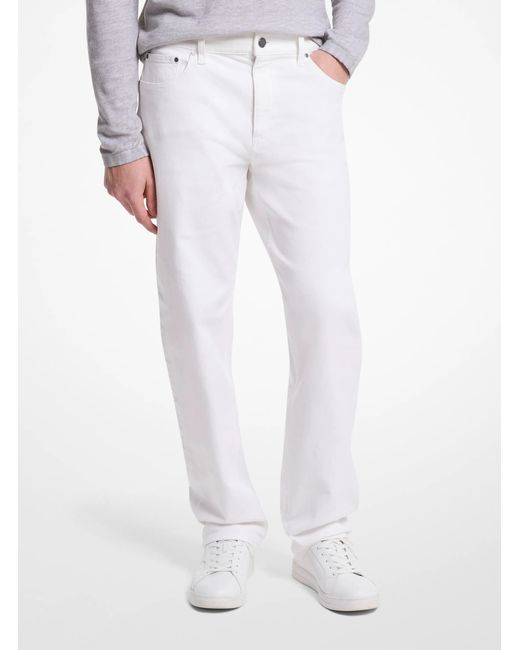 Michael Kors White Mk Finn Straight-Fit Stretch Denim Jeans for men