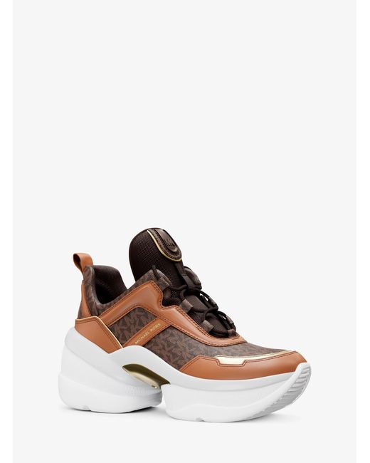 Michael Kors Outlet White Mk Olympia Signature Logo Trainer