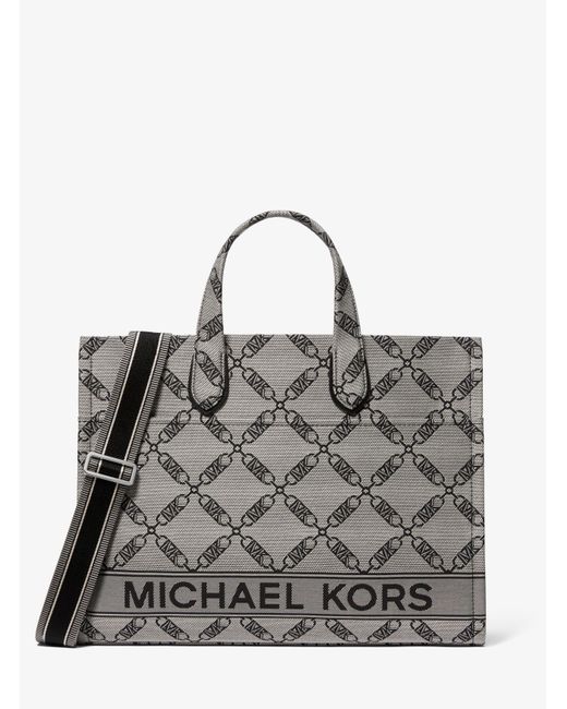 Michael Kors Gray Shopper Gigi Large Aus Jacquard Mit Empire-Logomuster