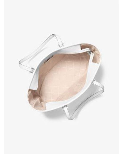 Michael Kors White Jet Set Travel Large Saffiano Leather Tote Bag