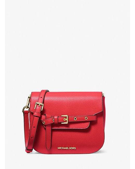 Michael Kors Red Emilia Small Leather Crossbody Bag