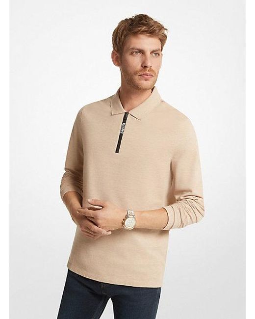 Michael Kors Natural Cotton Long-sleeve Polo Shirt for men