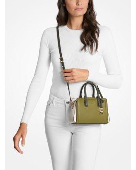 Michael Kors Green Mk Laila Extra-Small Pebbled Leather Crossbody Bag