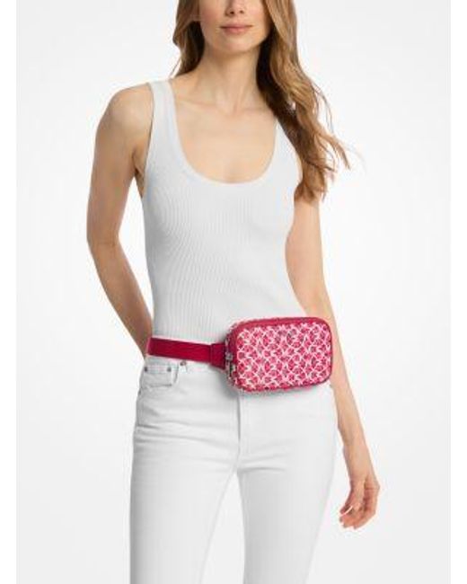 Michael Kors Pink Khai Small Logo Printed Sling Pack