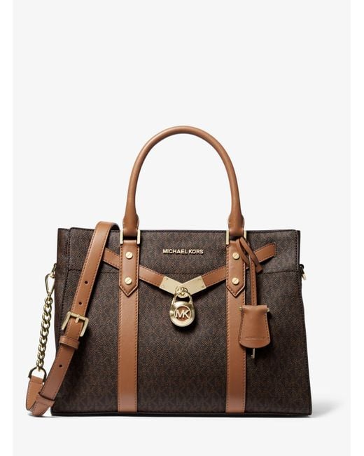 MICHAEL Michael Kors Nouveau Hamilton Large Logo And Leather Satchel in ...