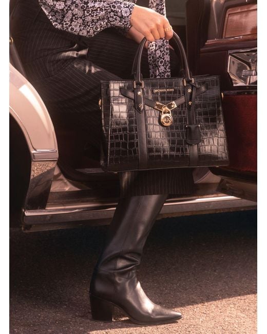 Michael Kors Nouveau Hamilton Large Crocodile Embossed Leather
