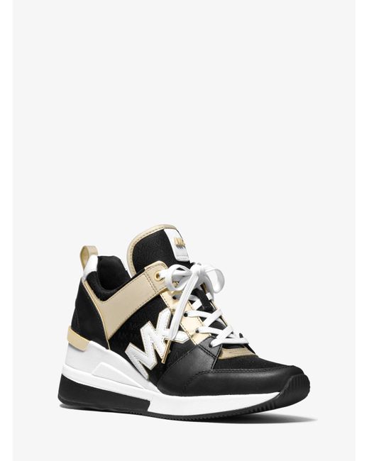 georgie denim and leather trainer