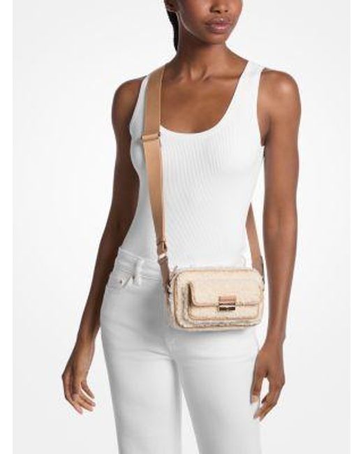Michael Kors Natural Bradshaw Extra-Small Faux Shearling Crossbody Bag