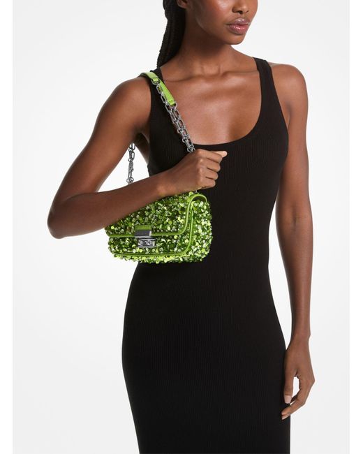 Michael Kors Green Limited-edition Tribeca Small Hand-embellished Shoulder Bag