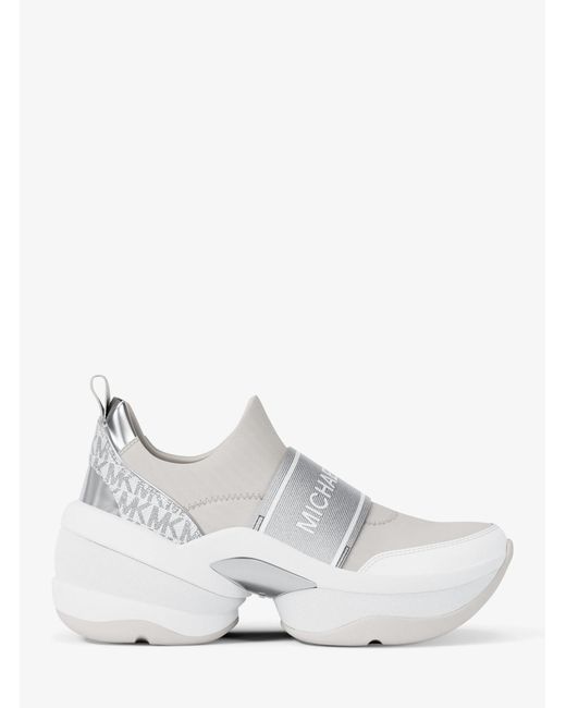 Michael Kors Outlet White Mk Olympia Metallic Scuba Trainer