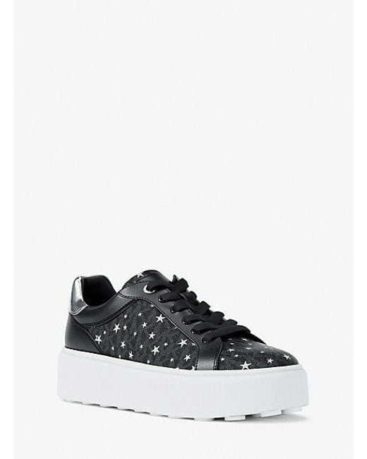 Michael Kors White Romey Printed Signature Logo Sneaker
