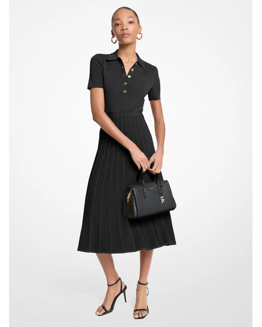 MICHAEL Michael Kors Black Fit And Flare Midi Polo Dress