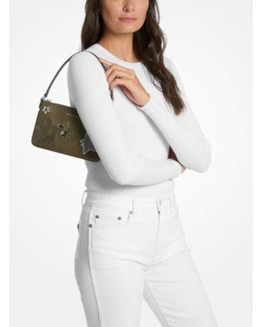Michael Kors Green Jet Set Small Printed Wristlet
