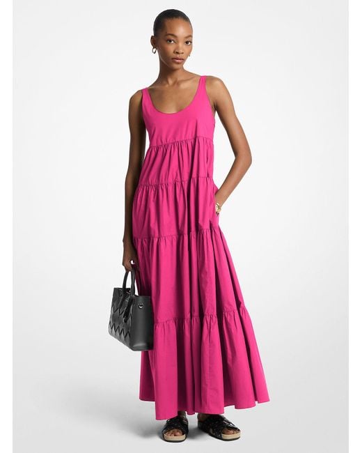 Mkvestido De Algodón Elástico Con Capas MICHAEL Michael Kors de color Pink