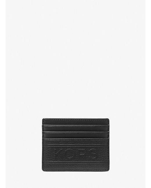 Michael Kors White Hudson Embossed Pebbled Leather Tall Card Case for men