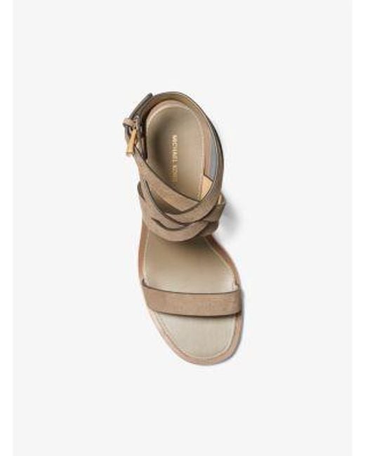 Michael Kors Natural Irene Suede Kitten Heel Sandal