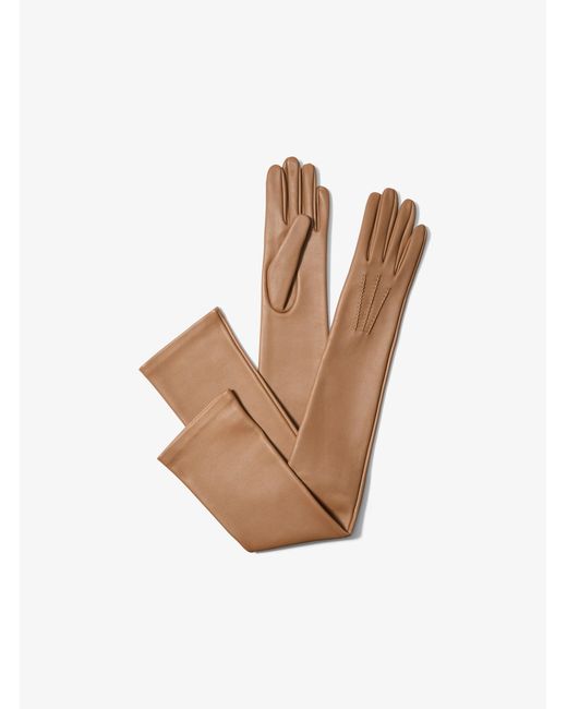 Michael Kors Brown Leather Opera Gloves