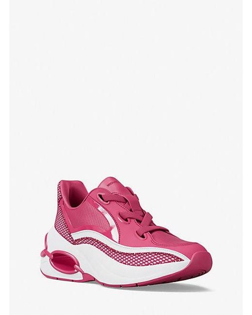 Michael Kors Pink Mk Toni Mixed-Media Trainers