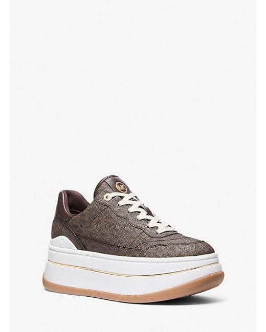 Michael Kors White Hayes Signature Logo Platform Sneaker