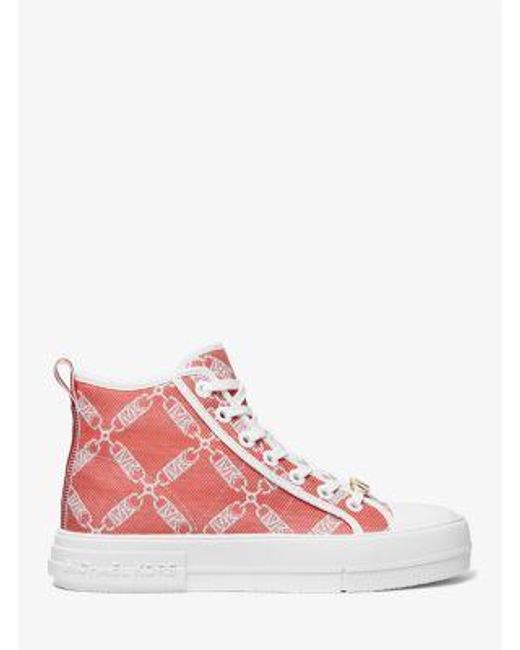 Michael Kors Pink Evy Empire Logo Jacquard High-top Sneaker