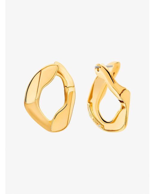 Mk Orecchini A Cerchio A Maglie Curve di Michael Kors in Metallic