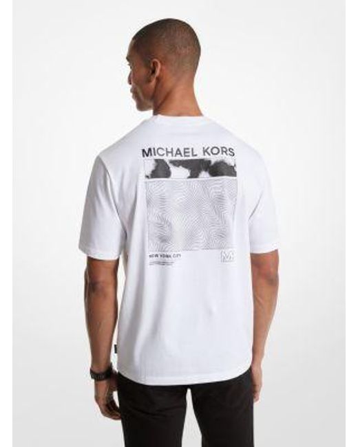 Michael Kors White Cotton Logo Graphic T-shirt for men