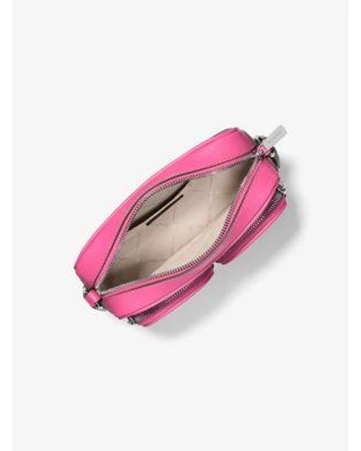 Michael Kors Pink Jet Set Leather Medium Crossbody Bag With Case For Apple Airpods Pro