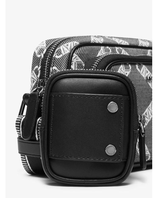 Michael Kors Gray Mk Hudson Empire Logo Jacquard Camera Bag for men