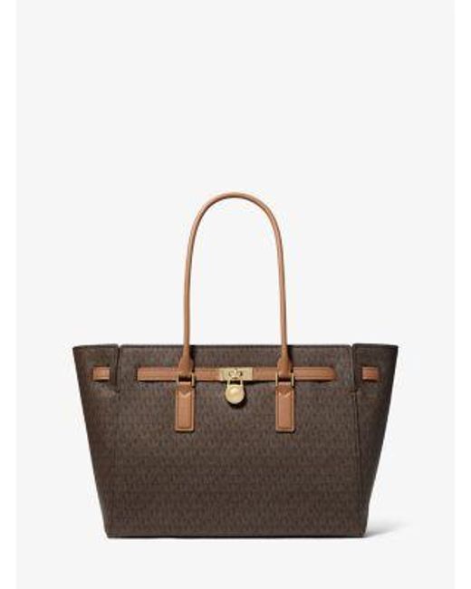 Michael Kors Brown Mk Hamilton Moderne Large Signature Logo Tote Bag