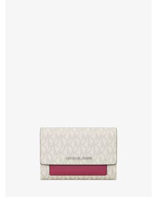 Michael Kors White Jet Set Medium Signature Logo 2-In-1 Wallet