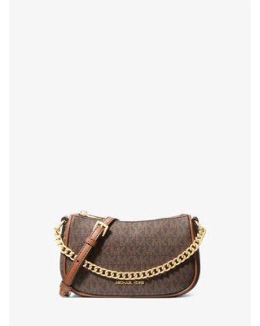 Michael Kors Brown Carmela Small Signature Logo Convertible Crossbody Bag