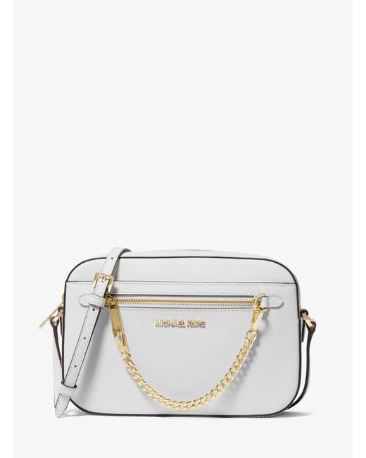 Michael Kors Jet Set Large Saffiano Leather Crossbody Bag in Metallic