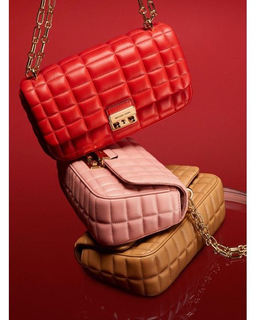 MICHAEL Michael Kors Pink Mk Tribeca Large Quilted Leather Shoulder Bag