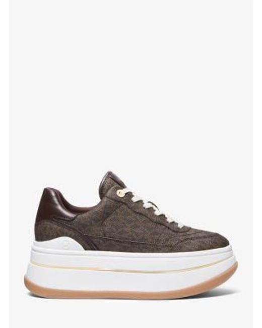 Michael Kors White Hayes Signature Logo Platform Sneaker