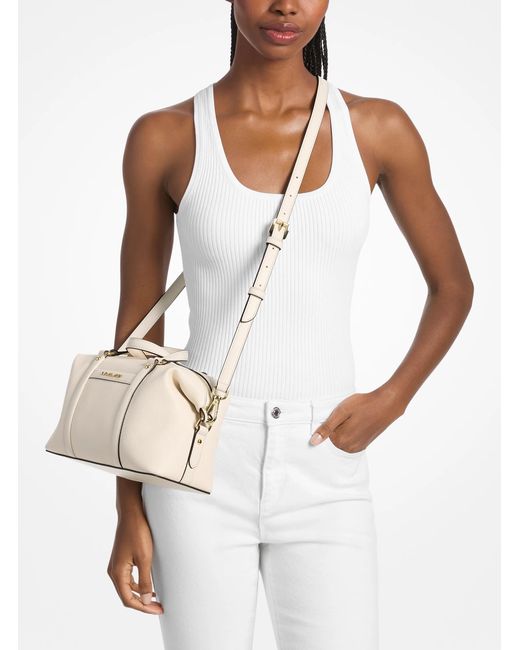 Michael Kors Outlet Natural Mk Beck Small Satchel