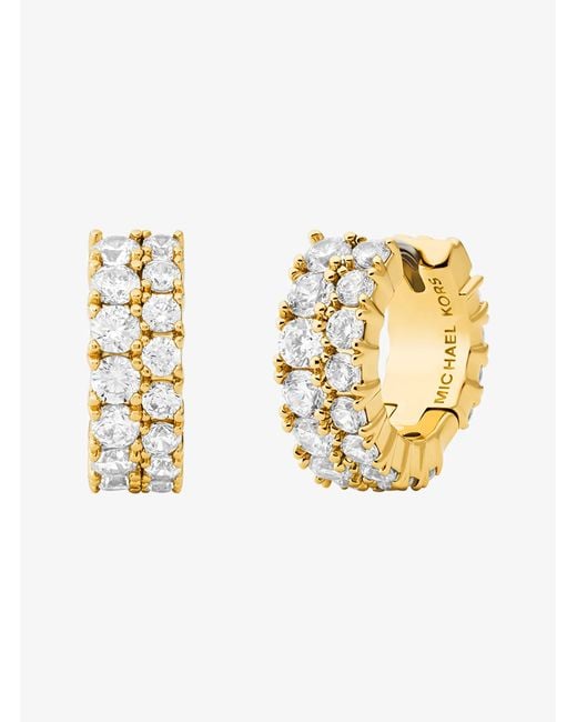 Michael Kors Metallic Double Pavé Huggie Earrings