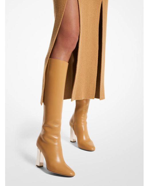 Michael Kors White Mk Carly Leather Boot