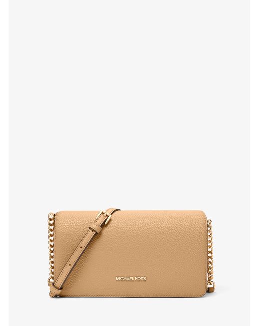 Michael Kors Natural Jet Set Travel Medium Pebbled Leather Crossbody Bag