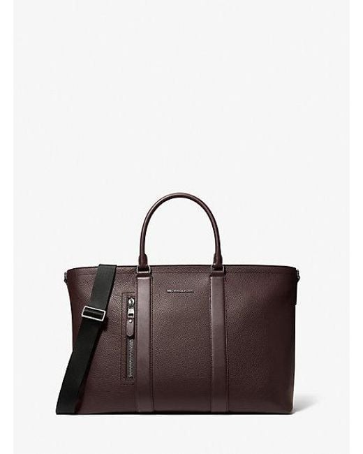 Michael Kors Mk Hudson Pebbled Leather Tote Bag in Brown for Men