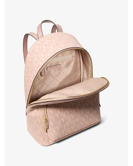 Mk Zaino Connie Medio Con Stampa Logo di Michael Kors Outlet in Natural