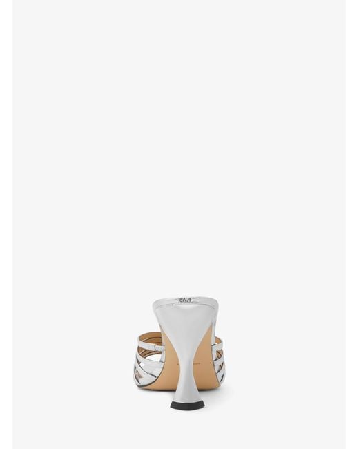 Michael Kors White Mk Haisley Metallic Leather Sandal