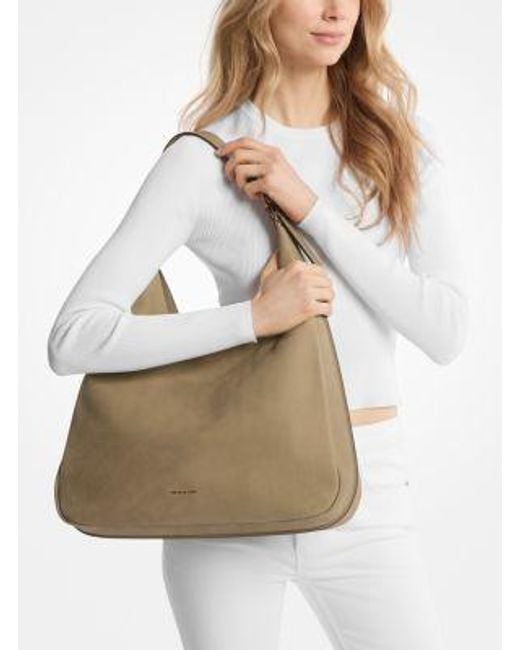 Michael Kors Natural Nolita Large Nubuck Hobo Shoulder Bag