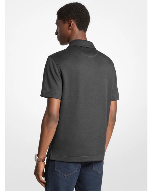 Michael Kors Black Mk Waffle Knit Polo Shirt for men