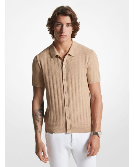 Michael Kors Natural Textured Cotton Blend Shirt for men